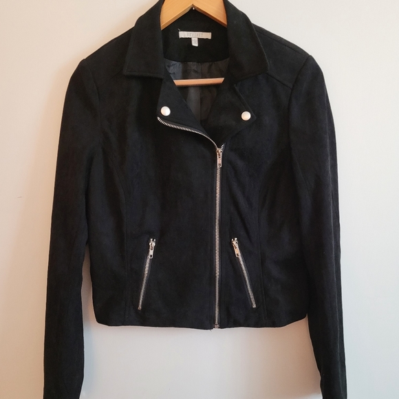 VEVERET Women’s moto style zip jacket black size Large - Picture 2 of 5